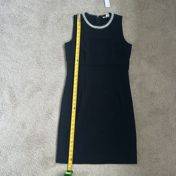 NWT Ann Taylor Loft Outlet Black Sleeveless Dress/ Embellished Pearl Neckline, 4 - Picture 7 of 7
